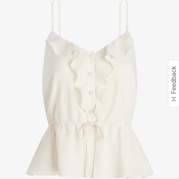 Express Romantic Clean Girl White Ruffle Button Front Peplum Cami XL - Picture 9 of 11